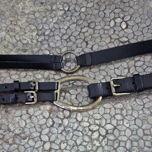 Ralph Lauren Equestrian Tri-strap O-ring Black Belt w/ Brass Buckles. XL 40-42"
